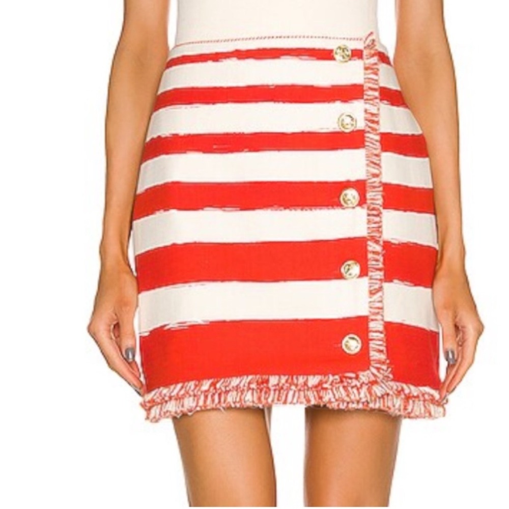 Zimmermann Red and White Striped Mini Skirt